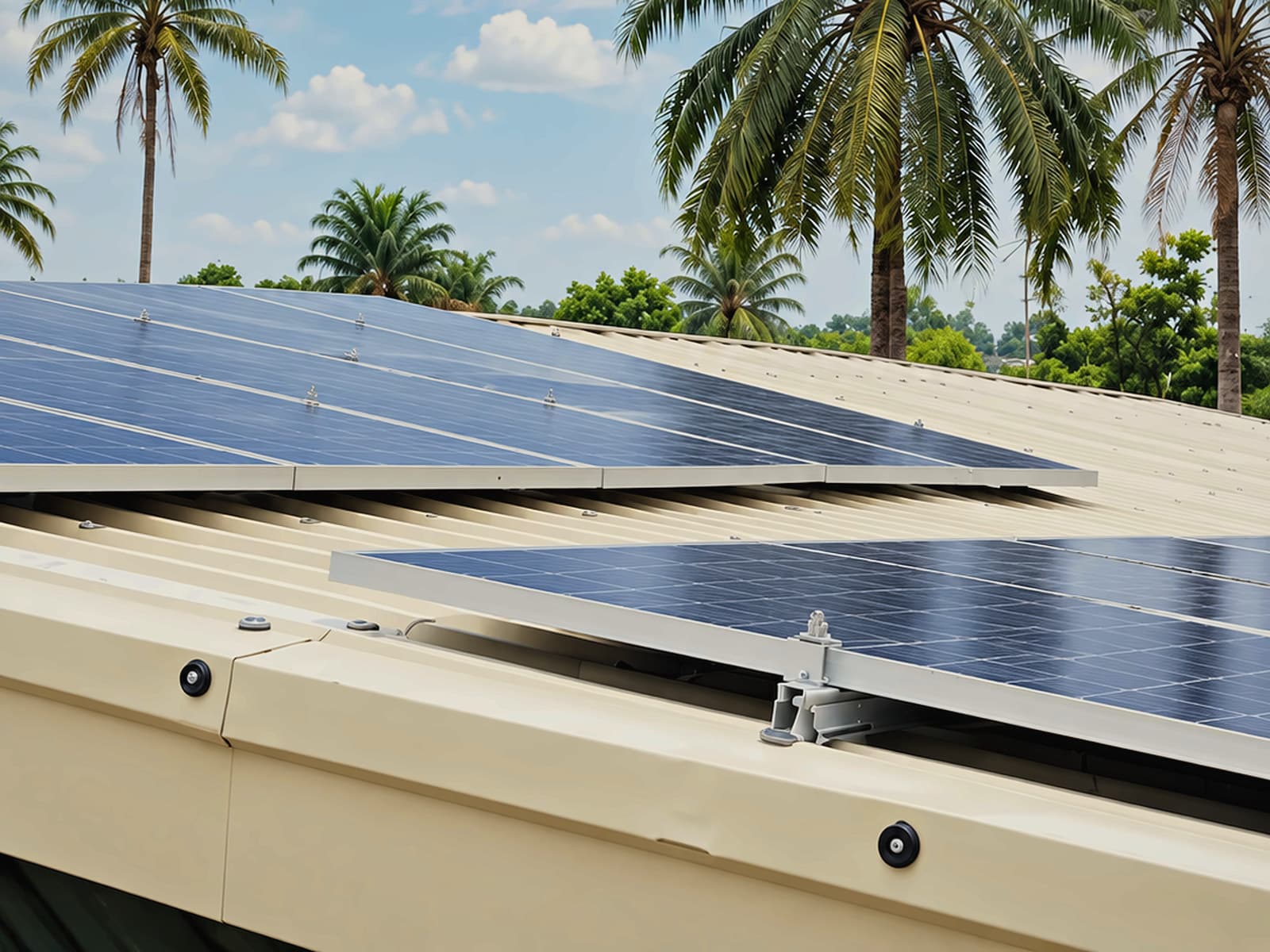 Solar panels mounted on the layer house roof at KR Farms in Eleme